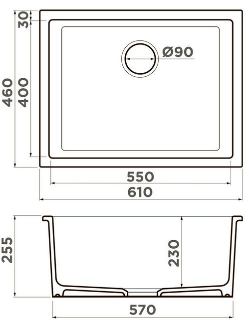 Omoikiri Okinoshima 61-U/I-WH Glossy, мойка, керамика, белый глянцевый