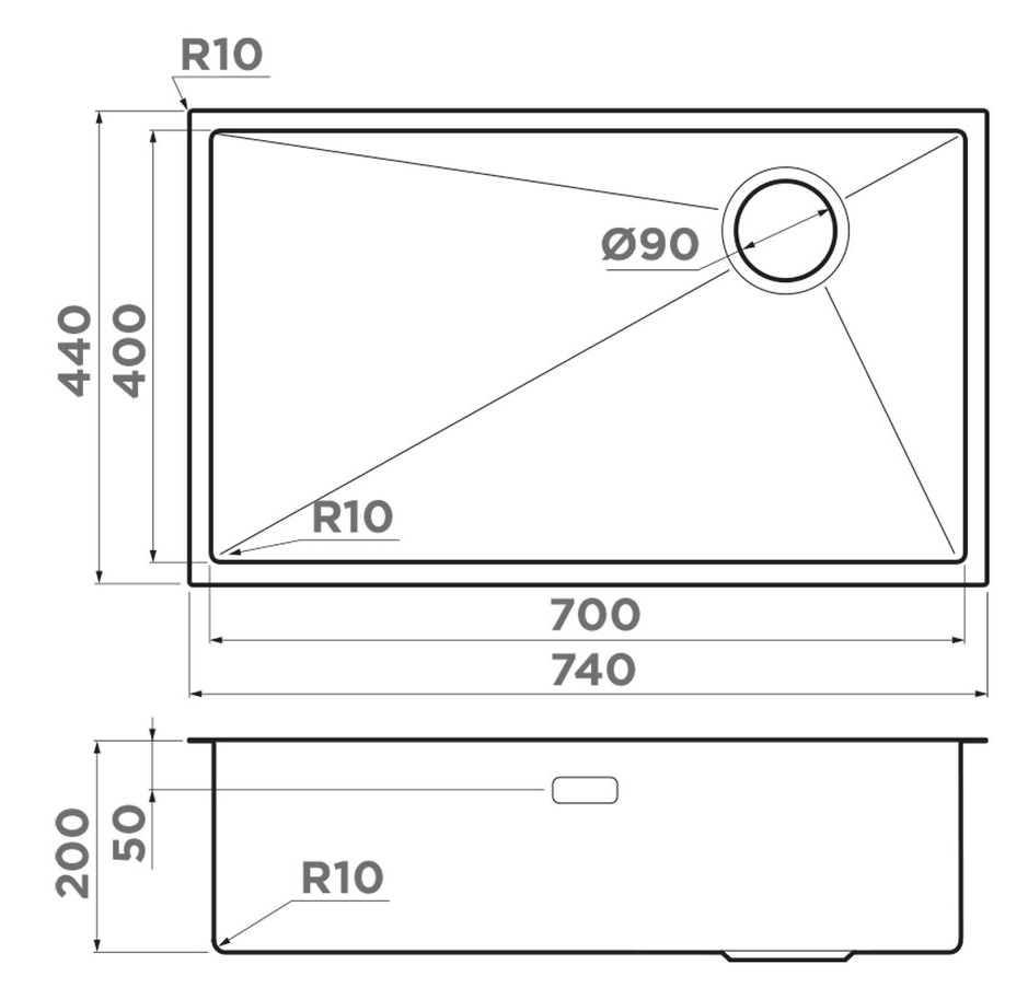 Omoikiri Taki 74-U/IF-GB SIDE, мойка, графит