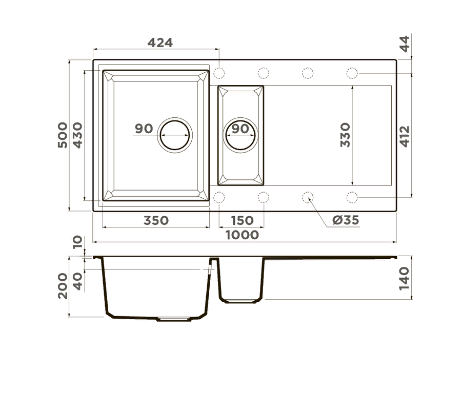 Omoikiri Sakaime 100-2-ES, мойка, гранит, espresso