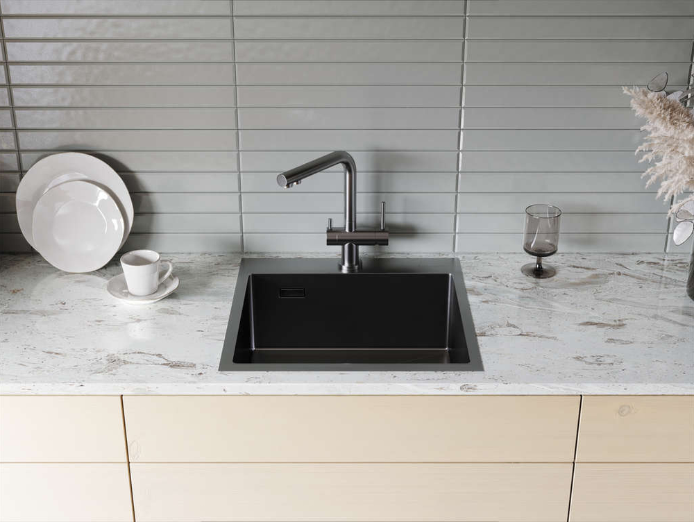 Omoikiri Akisame 51-GM, мойка, нержавеющая сталь/вороненая сталь