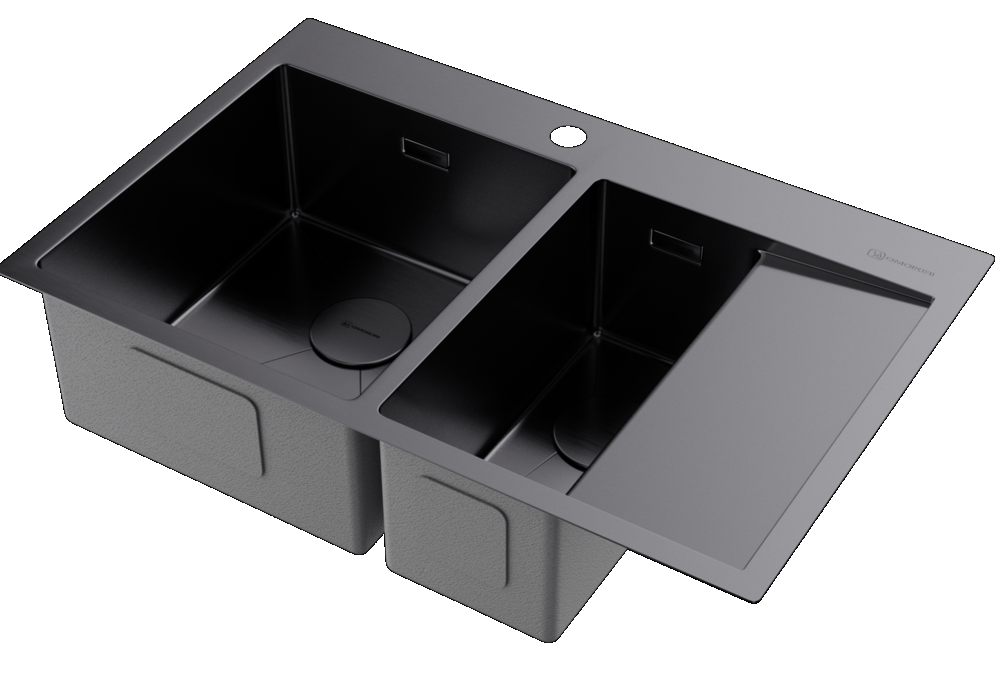 Omoikiri Akisame 78-2-GM-L, мойка, нержавеющая сталь/вороненая сталь, чаша слева