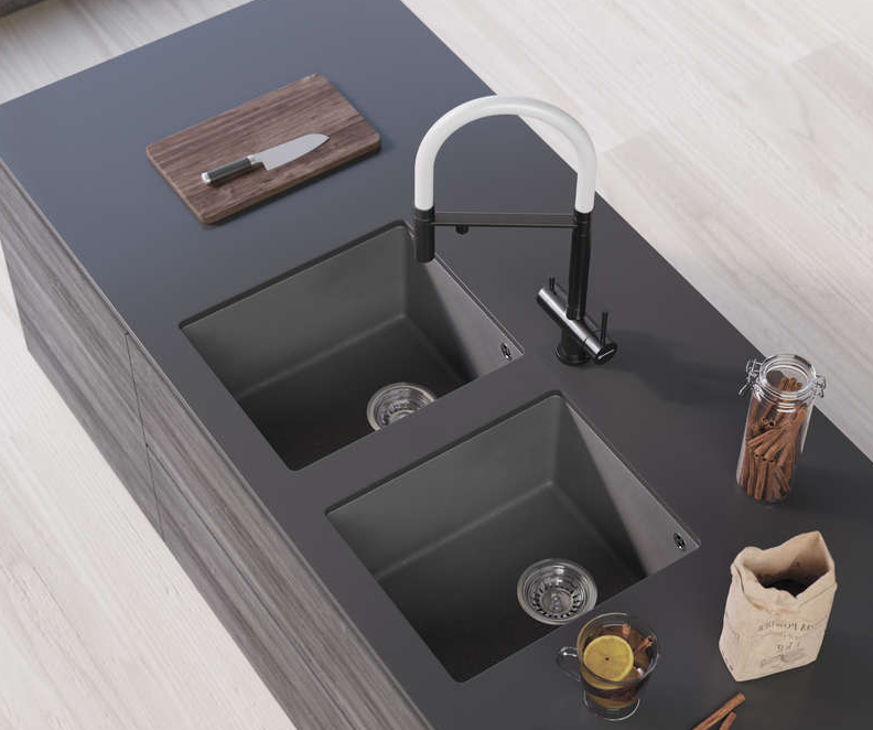 Omoikiri Bosen 38-U-BL, мойка, гранит, черный