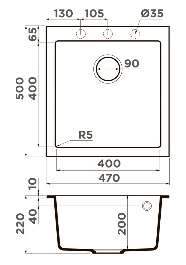 Omoikiri Bosen 47-BL, мойка, гранит, черный
