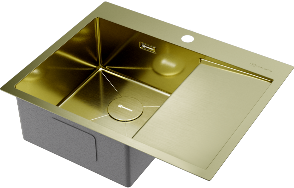 Omoikiri Akisame 65-LG-L, мойка, нержавеющая сталь/светлое золото, чаша слева