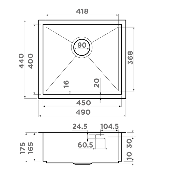 Omoikiri Kasen 49-16 INT GM, мойка, нержавеющая сталь/вороненая сталь