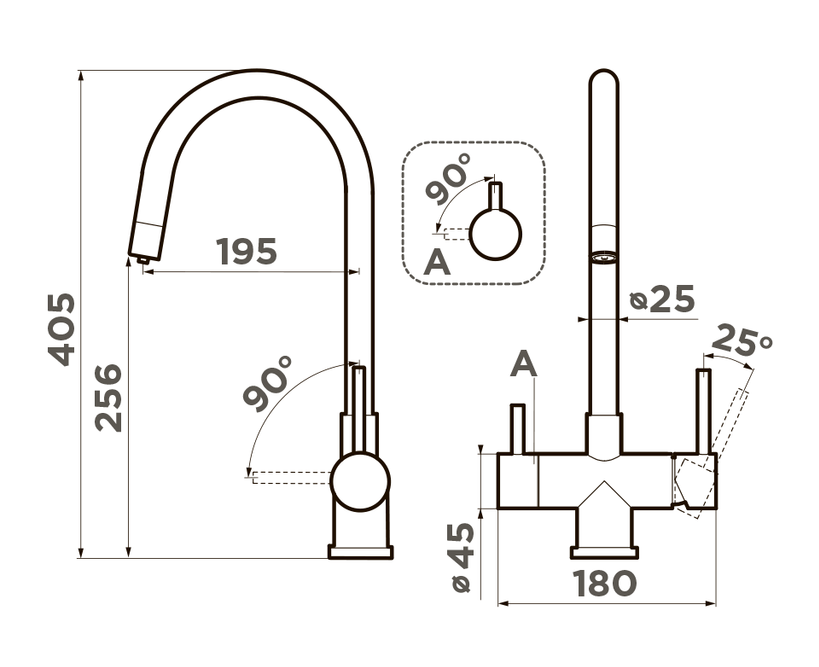Omoikiri Akita, смеситель, нержавеющая сталь