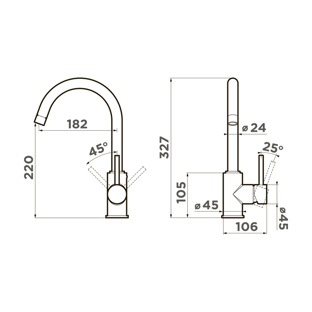 Omoikiri Shinagawa-BN-BL, смеситель, нержавеющая сталь, черный