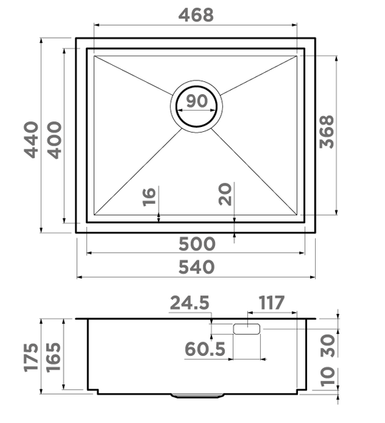 Omoikiri Kasen 54-16 INT GM, мойка, нержавеющая сталь/вороненая сталь