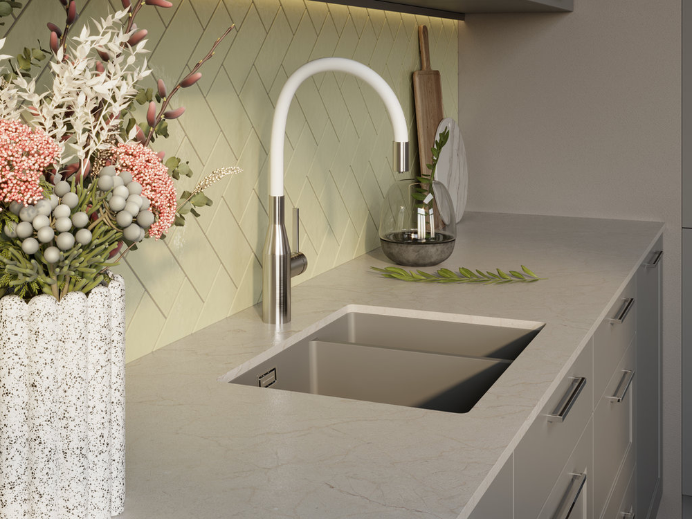 Omoikiri Yatomi-2-Plus BN-WH смеситель, нержавеющая сталь/белый