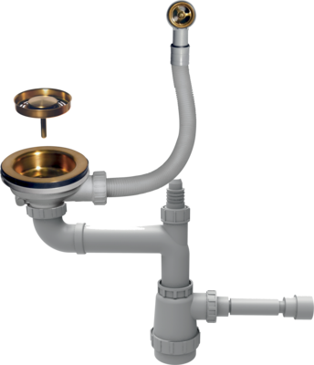 Omoikiri WK-1-R-AB Арматура для одночашевых моек с круглым перелив, нерж. сталь/латунь