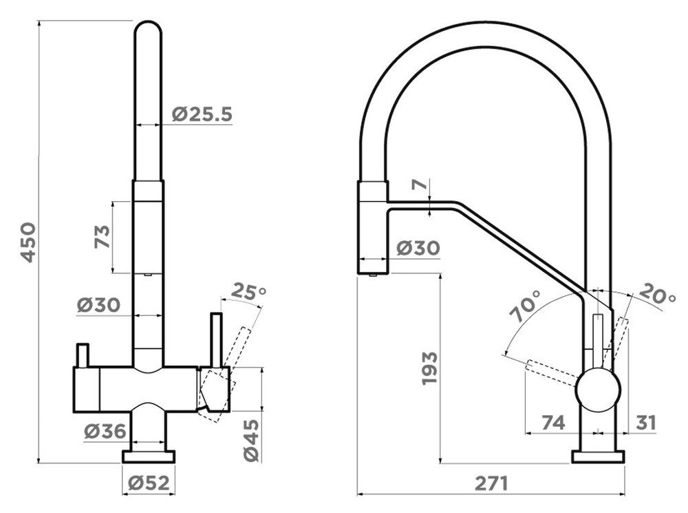 Omoikiri Akeno-LG-BL, смеситель, светлое золото/черный