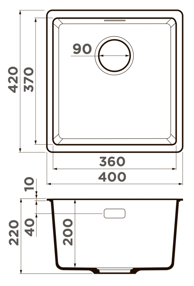 Omoikiri Kata 40-U-ES, мойка, гранит, эспрессо