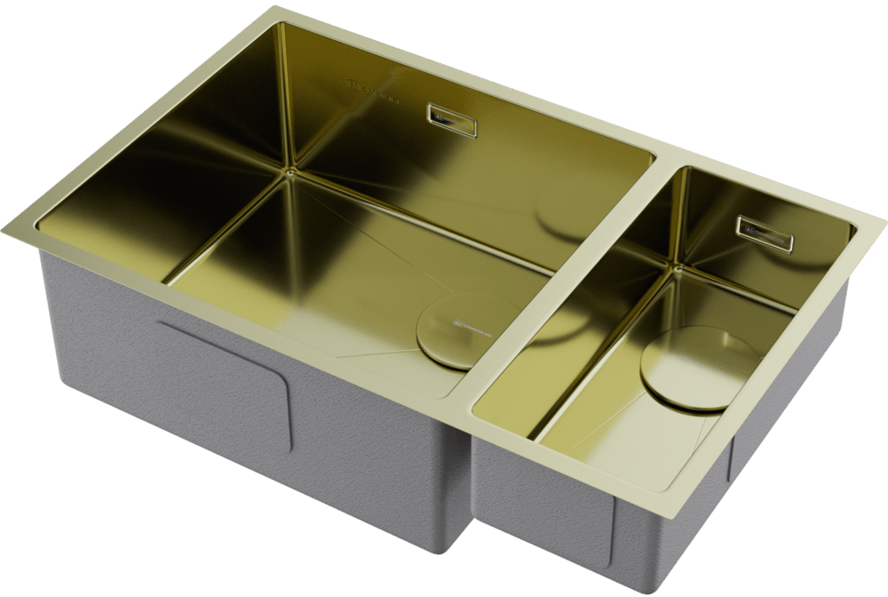 Omoikiri Taki 69-2-U/IF-LG-L Side, мойка, нержавеющая сталь/светлое золото, чаша слева