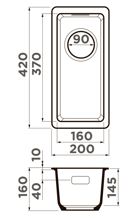 Omoikiri Kata 20-U-DC, мойка, гранит, темный шоколад