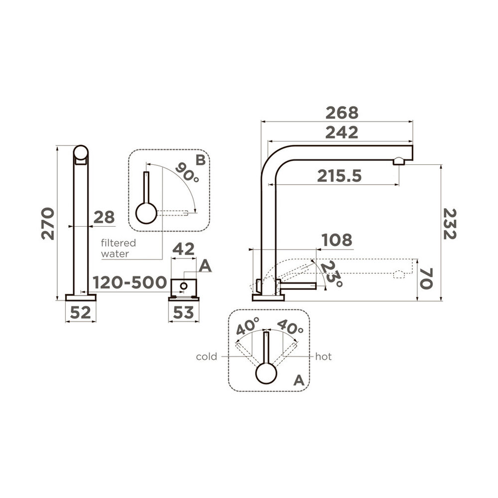 Omoikiri Nara 2 Plus-LG, смеситель, светлое золото