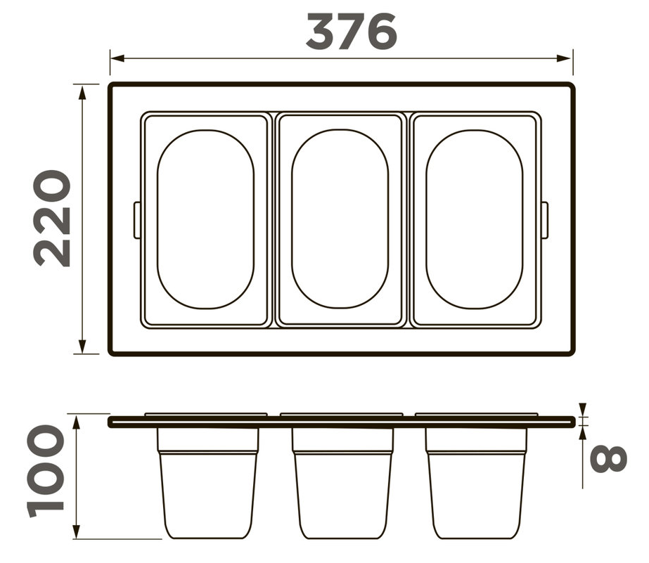 Omoikiri DC-04-3-GB, контейнер, нержавеющая сталь/графит