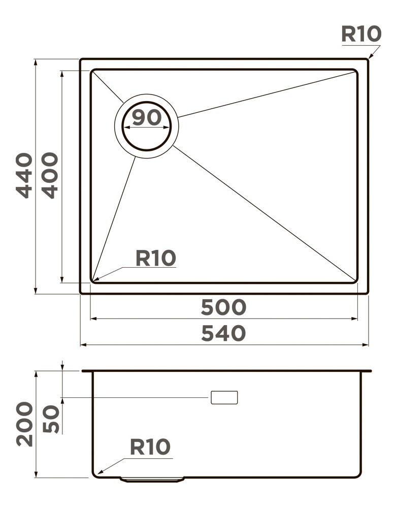 Omoikiri Taki 54-U/IF-L-LG Side SF, мойка, нержавеющая сталь/светлое золото