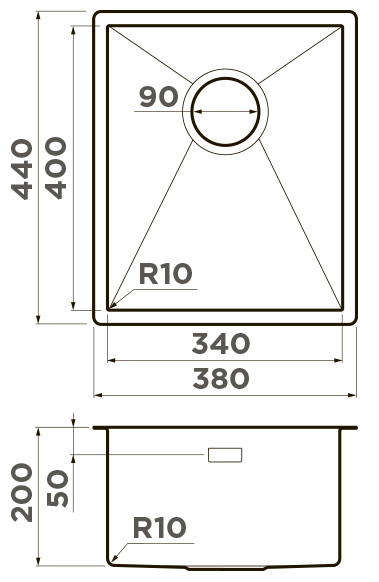 Omoikiri Taki 38-U/IF-GB, мойка, нержавеющая сталь/графит