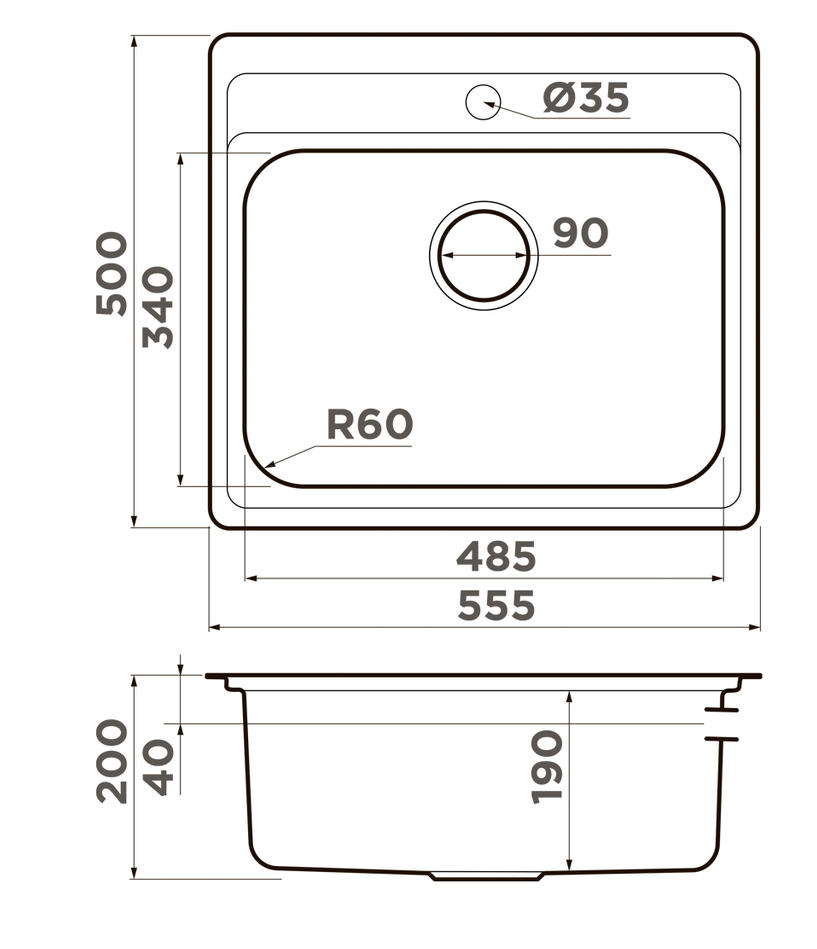 Omoikiri Ashi 56-IN, мойка, нерж.сталь/нержавеющая сталь