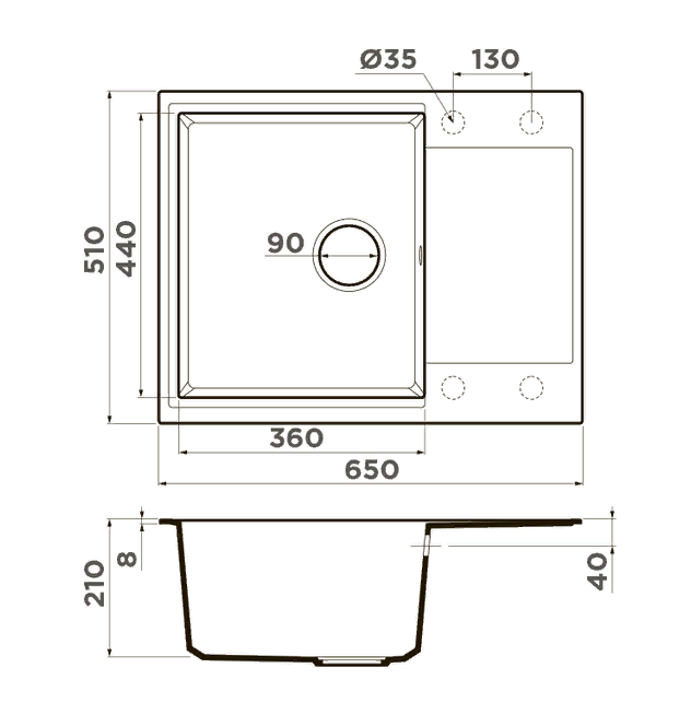 Omoikiri Daisen 65T-SA, мойка, гранит, бежевый