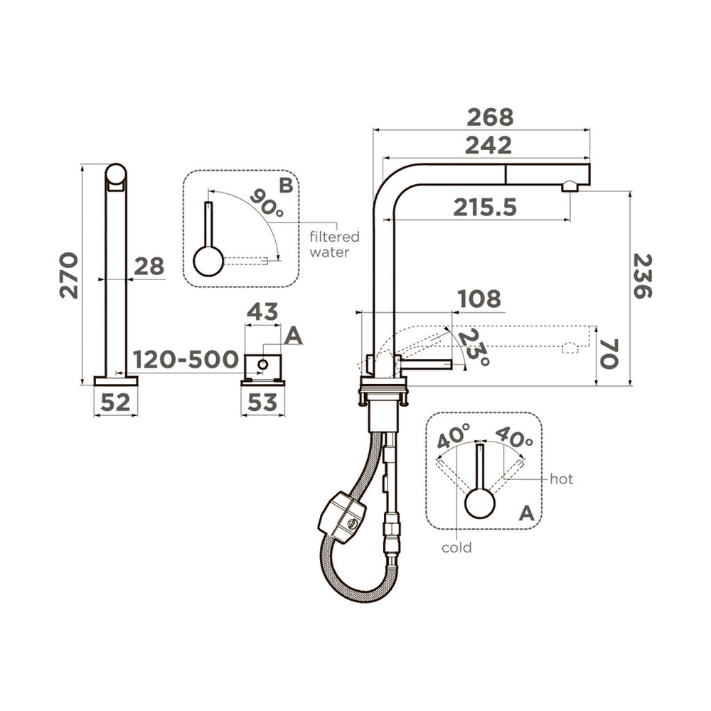 Omoikiri Nara 2 Plus-S-GB, смеситель, графит