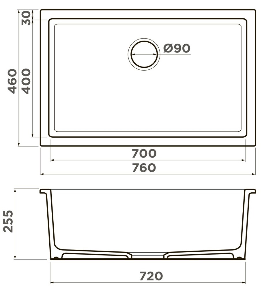 Omoikiri Okinoshima 76-U/I-PE, мойка, керамика, pebble