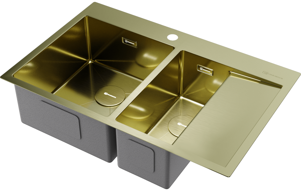 Omoikiri Akisame 78-2-LG-L, мойка, нержавеющая сталь/светлое золото, чаша слева