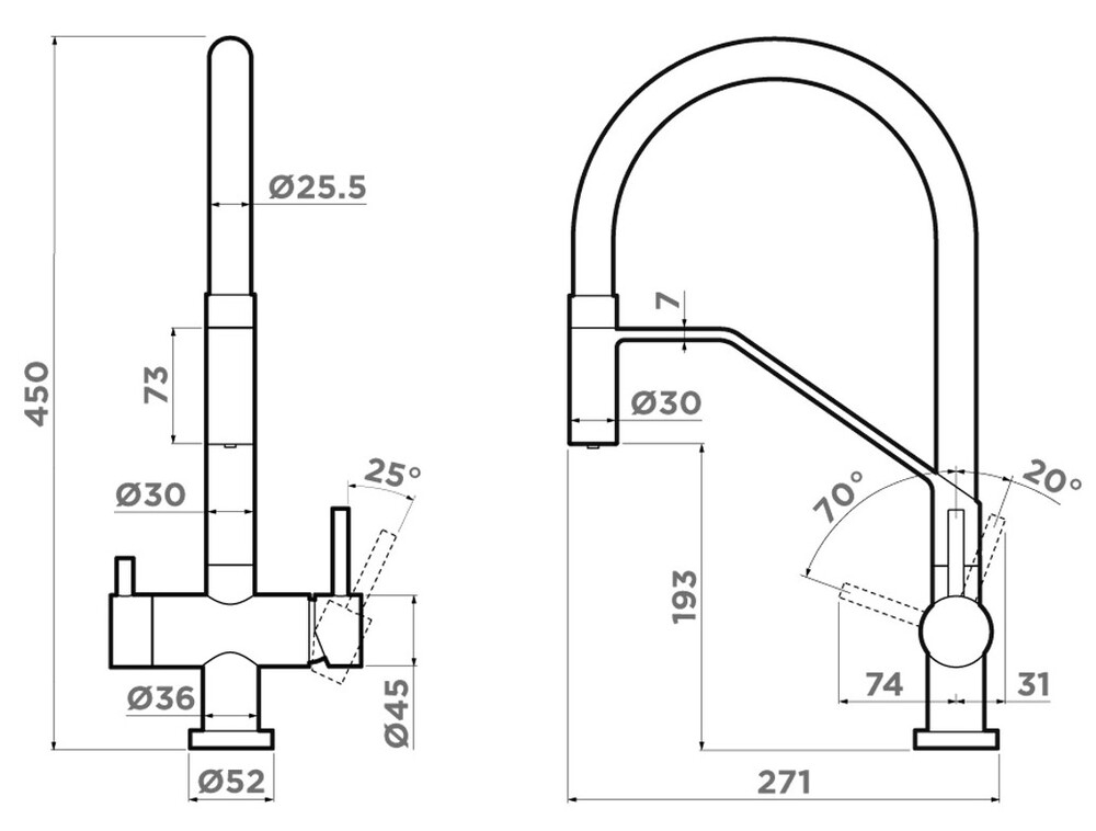 Omoikiri Akeno-GM-GR, смеситель, вороненая сталь/серый