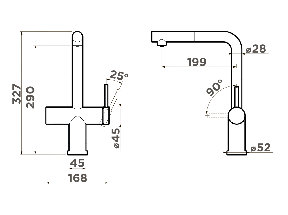 Omoikiri Karatsu-S LG, смеситель, светлое золото