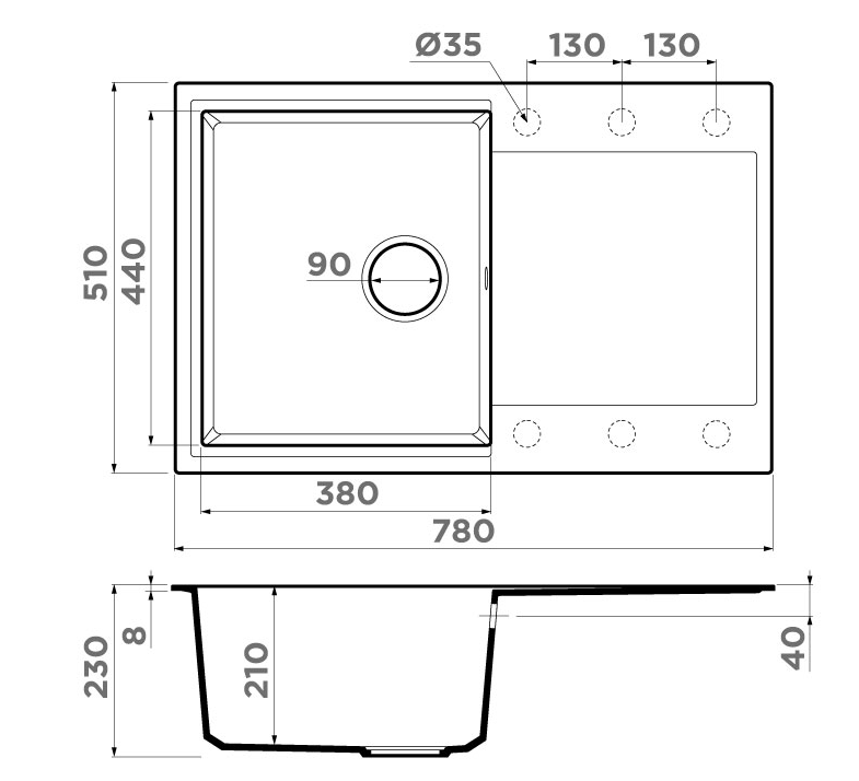 Omoikiri Daisen 78T-WH, мойка, гранит, белый