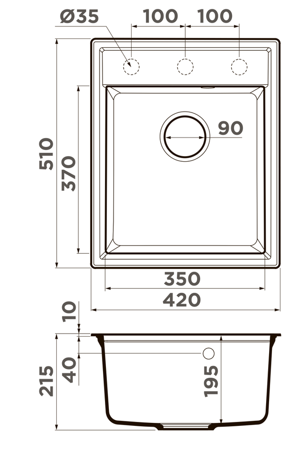 Omoikiri Daisen 42-SA, мойка, гранит, бежевый