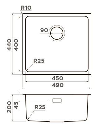 Omoikiri Tadzava 49-U-GM, мойка, нержавеющая сталь/вороненая сталь