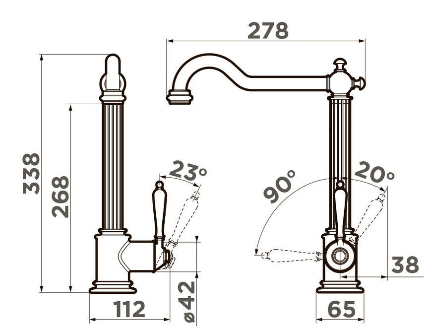 Omoikiri Toshima-SI, смеситель, античное серебро