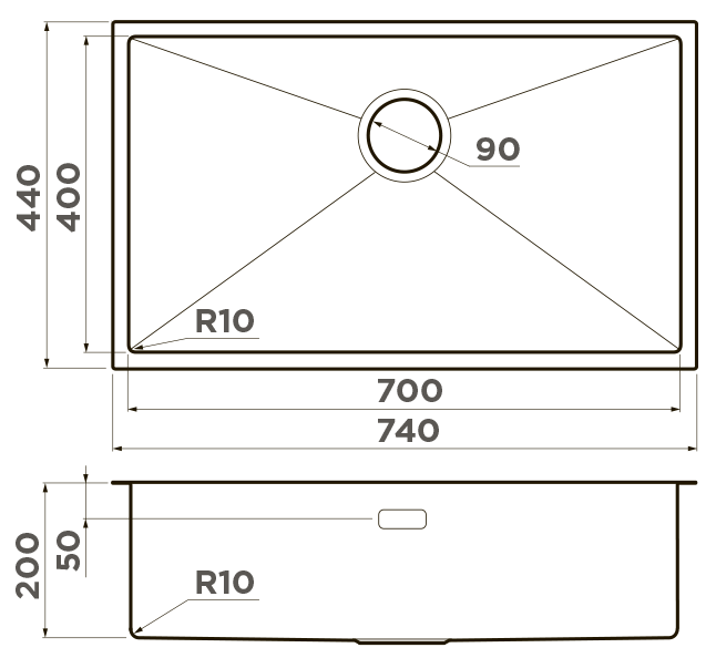 Omoikiri Taki 74-U/IF-IN, мойка, нержавеющая сталь