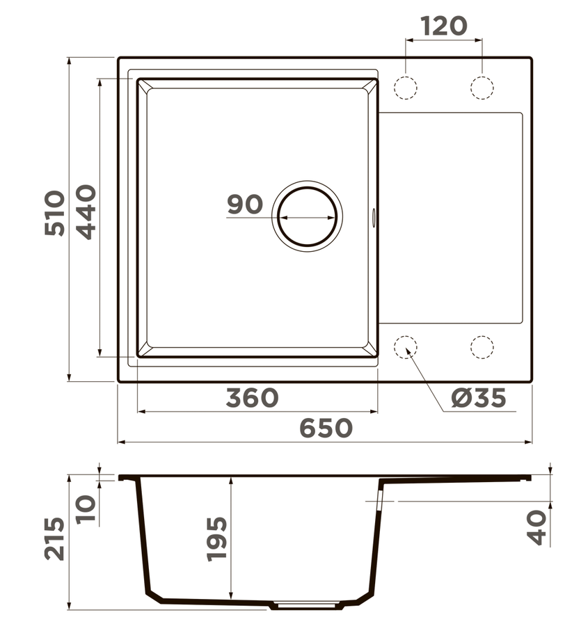 Omoikiri Daisen 65-SA, мойка, гранит, бежевый