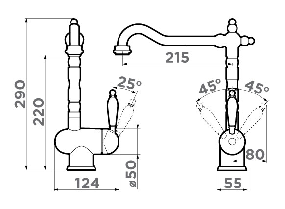 Omoikiri Kyoto-SI, смеситель, античное серебро