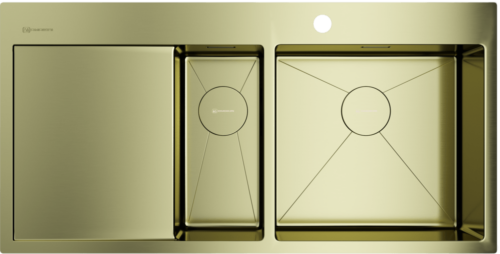 Omoikiri Akisame 100-2-LG-R, мойка, нержавеющая сталь/светлое золото, чаша справа