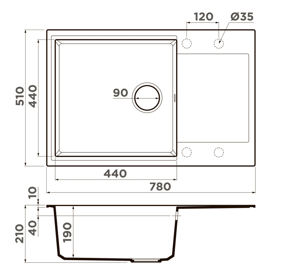 Omoikiri Daisen 78-LB-SA, мойка, гранит, бежевый