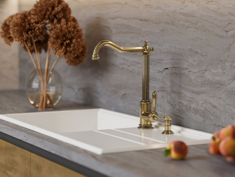 Omoikiri Toshima-AB, смеситель, античная латунь