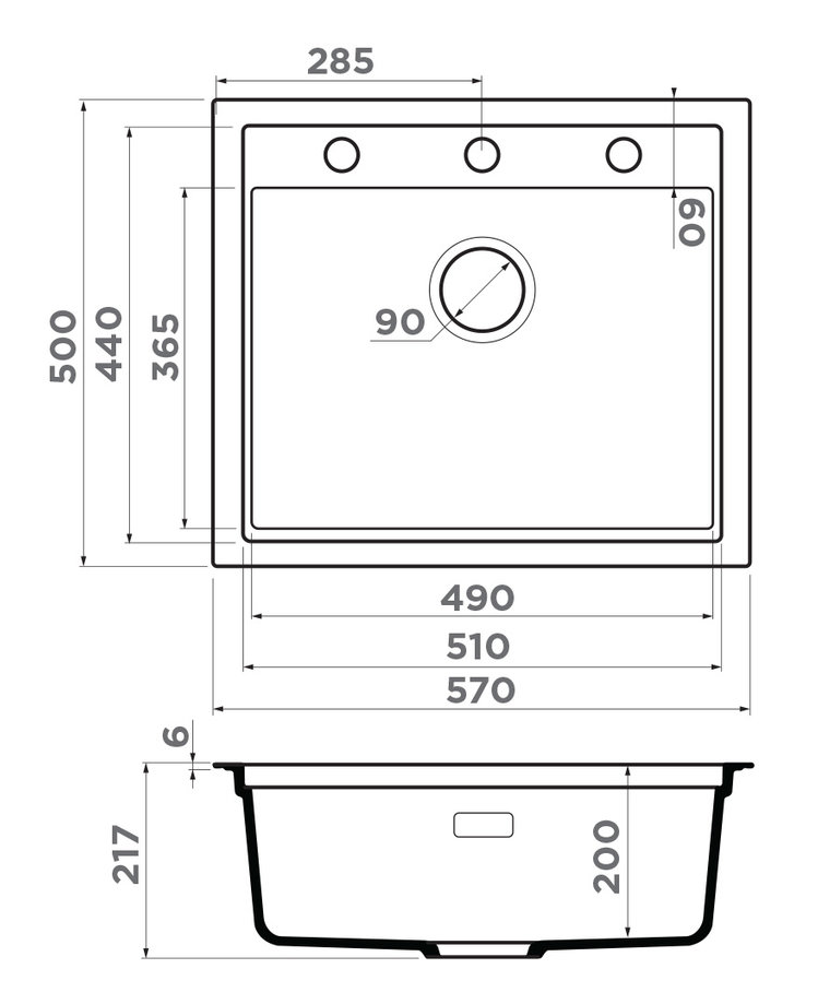 Omoikiri Sintesi 57-GB, мойка, керамика, графит