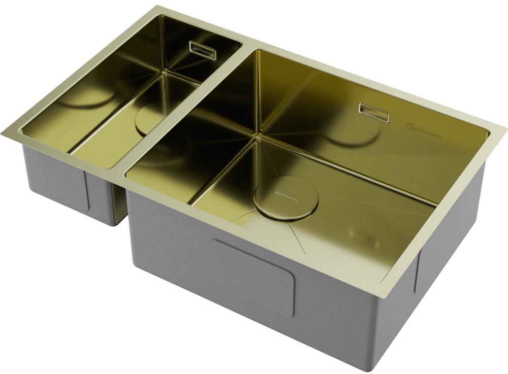 Omoikiri Taki 69-2-U/IF-LG-R Side, мойка, нержавеющая сталь/светлое золото, чаша справа