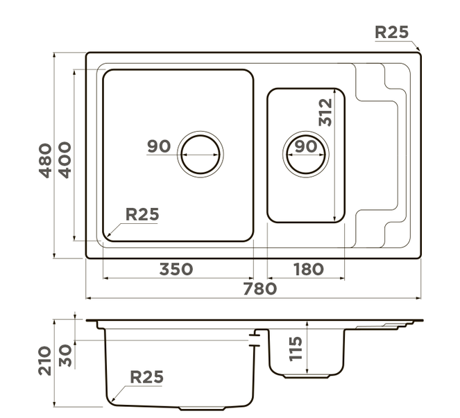 Omoikiri Mizu 78-2-IN, мойка, нержавеющая сталь