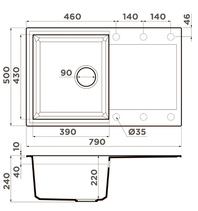 Omoikiri Sakaime 79-BE, мойка, гранит, ваниль