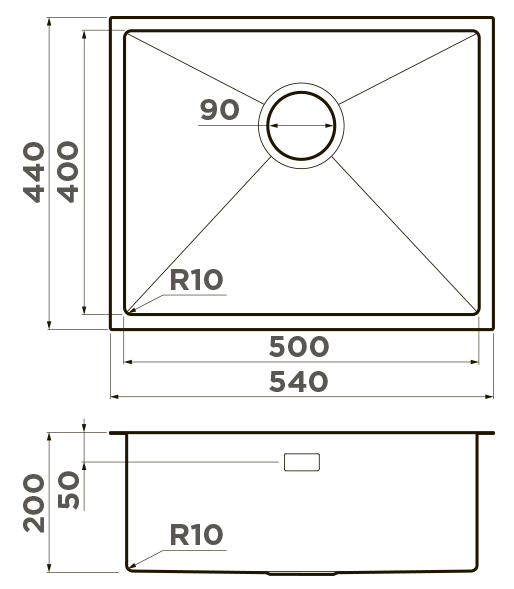Omoikiri Taki 54-U/IF-LG, мойка, нержавеющая сталь/светлое золото