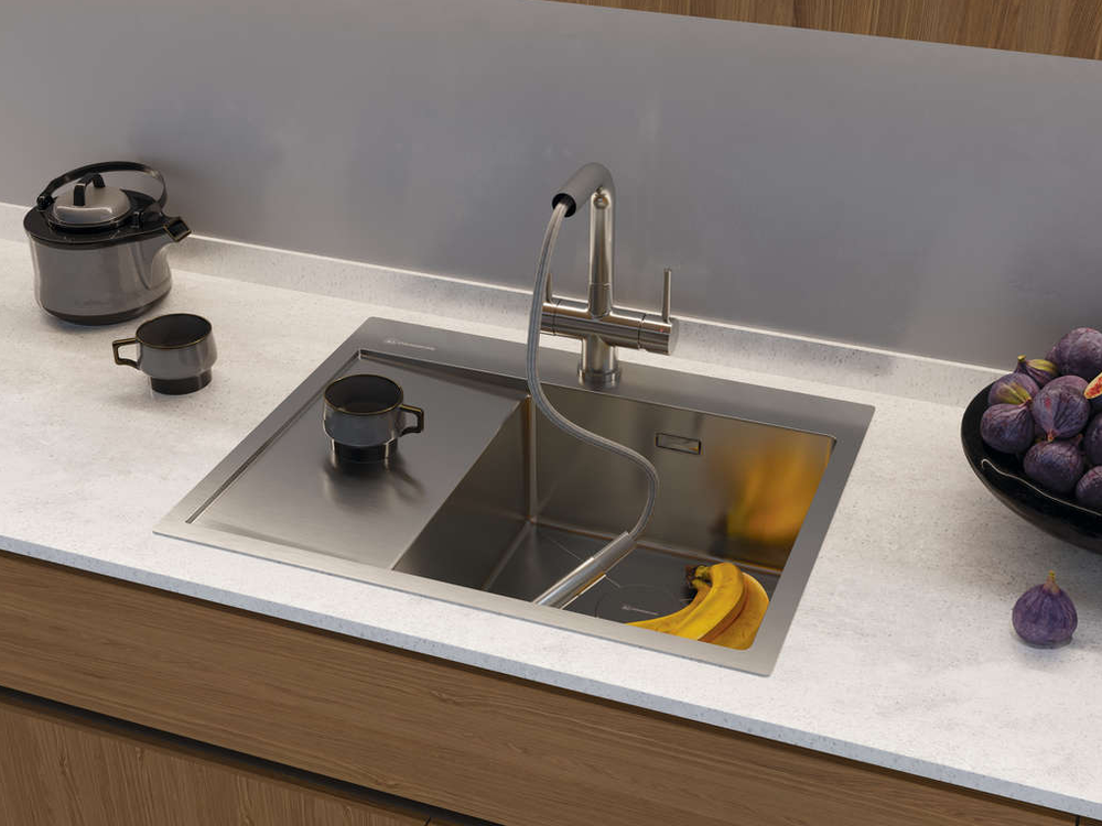 Omoikiri Akisame 65-GM-L, мойка, нержавеющая сталь/вороненая сталь, чаша слева