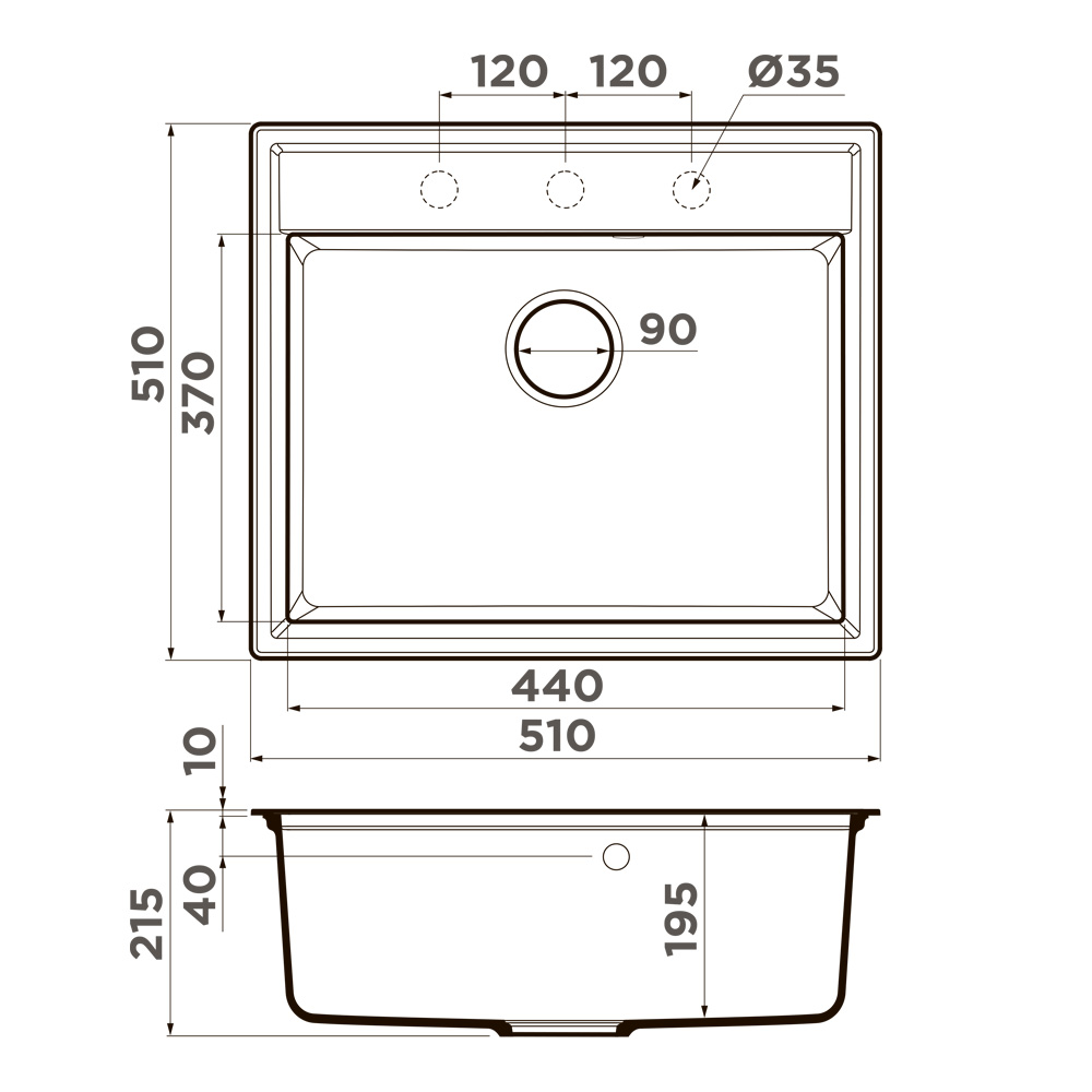 Omoikiri Daisen 51-ES, мойка, гранит, espresso