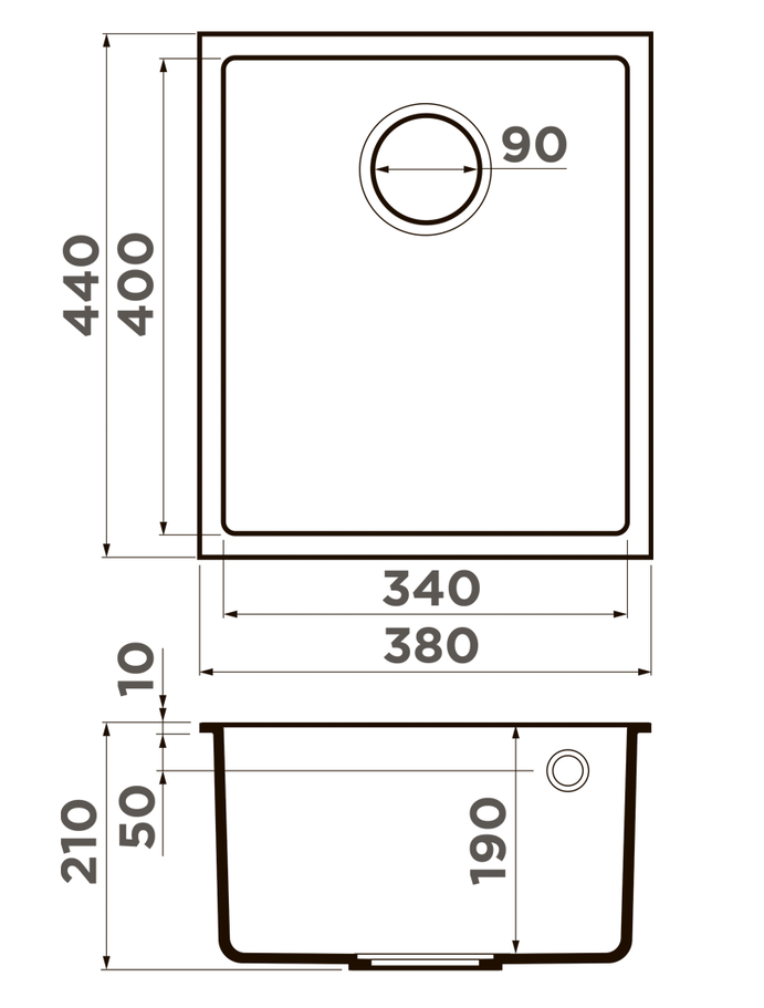 Omoikiri Bosen 38-U-BL, мойка, гранит, черный