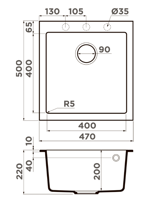 Omoikiri Bosen 47A-GB, мойка, керамика, графит