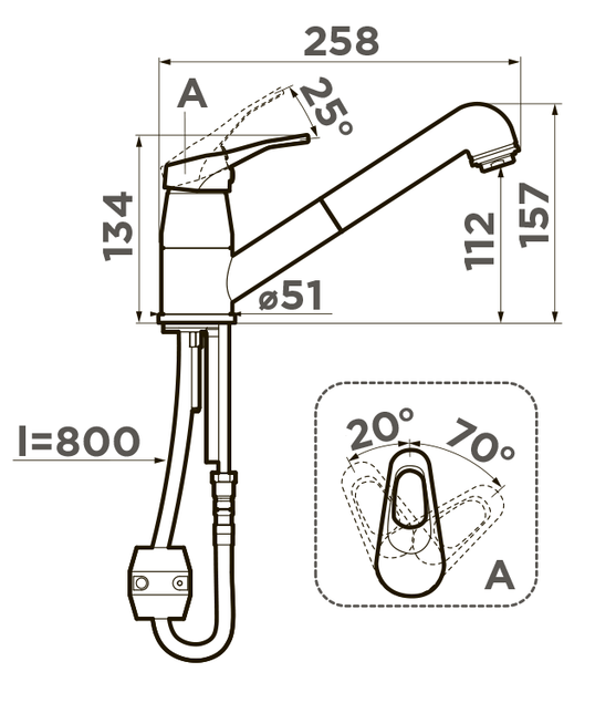 Omoikiri Tateyama-S-GB, смеситель, гранит, графит