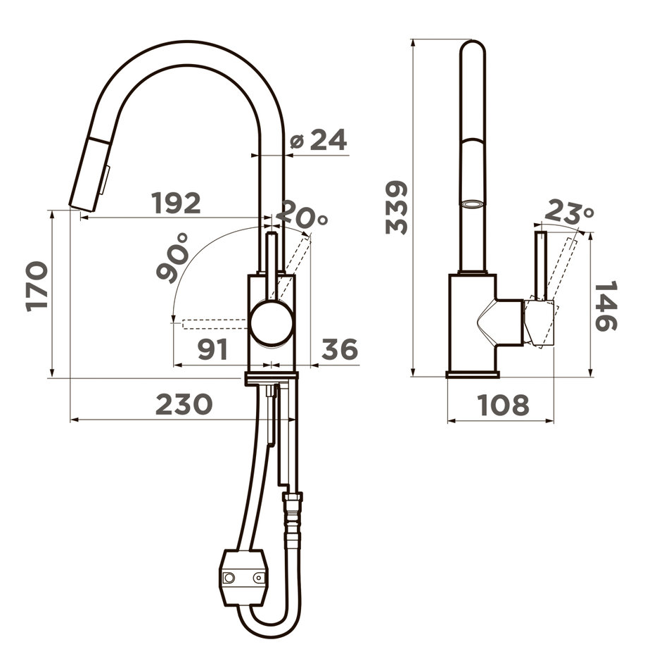Omoikiri Shinagawa-SB-BN, смеситель, нержавеющая сталь